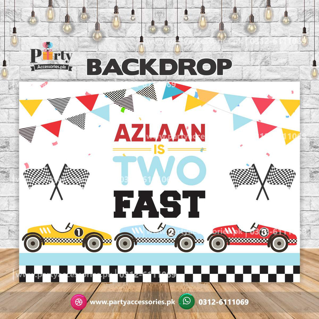 Personalized 'Two Fast' Themed Backdrop - Custom Party Decor