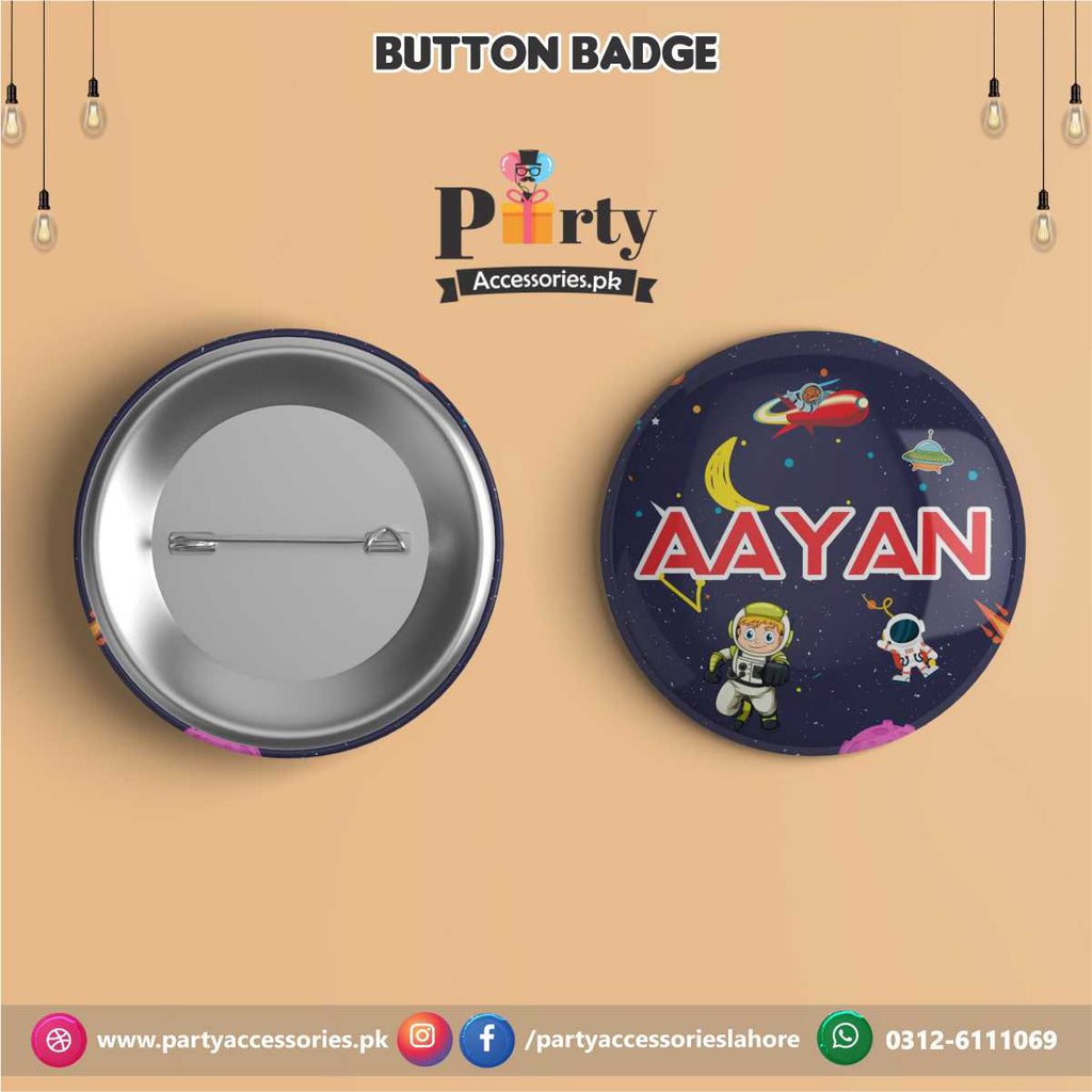 Outerspace birthday theme Customized Button Badge