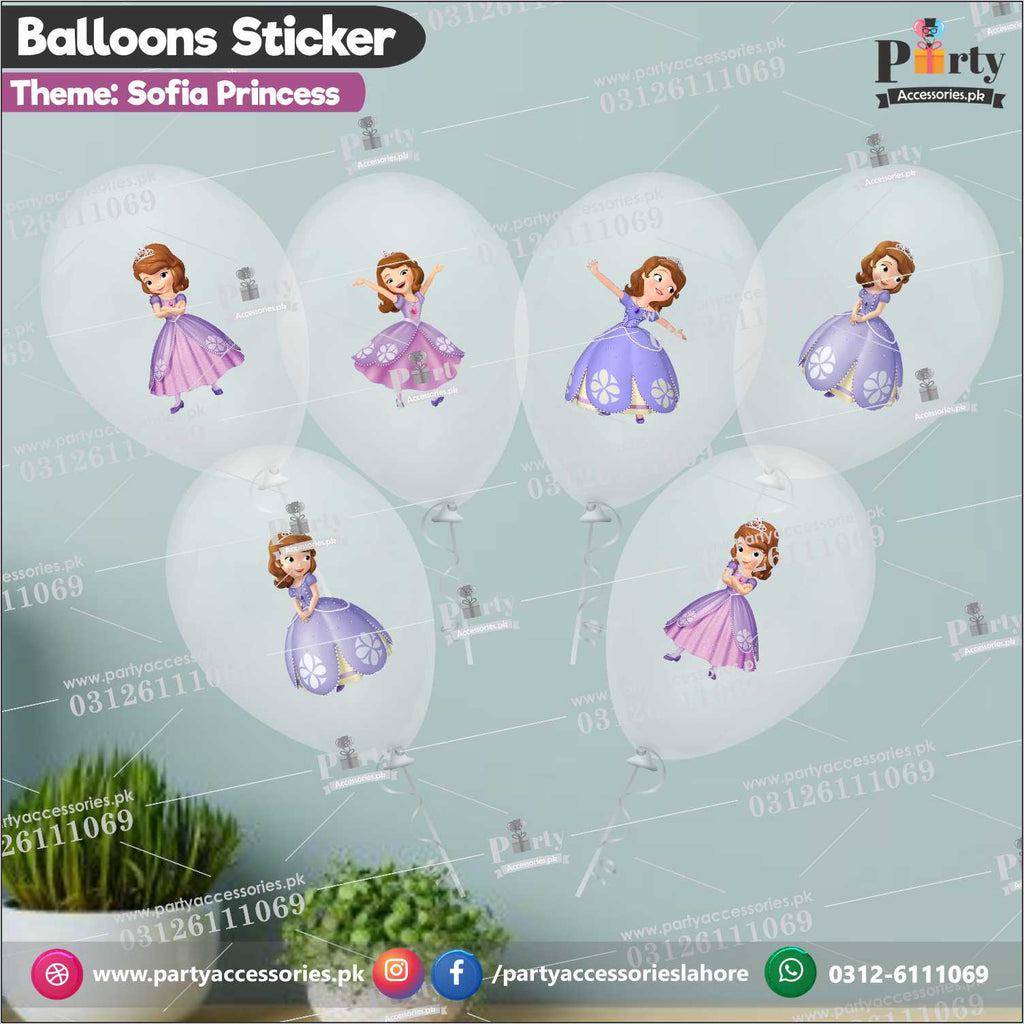 Sofia the First theme transparent balloons with stickers 