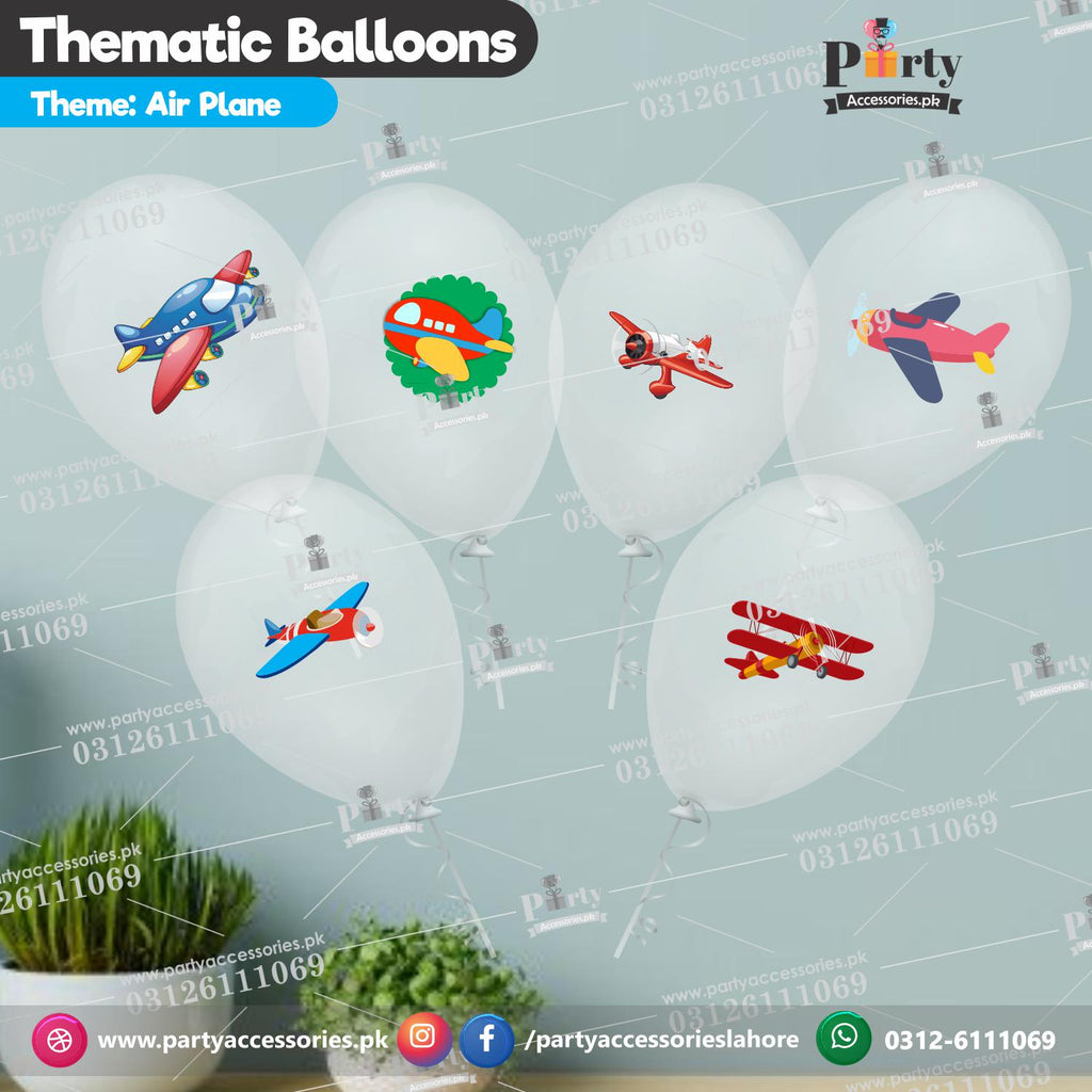 Air Plane theme transparent balloons with stickers 