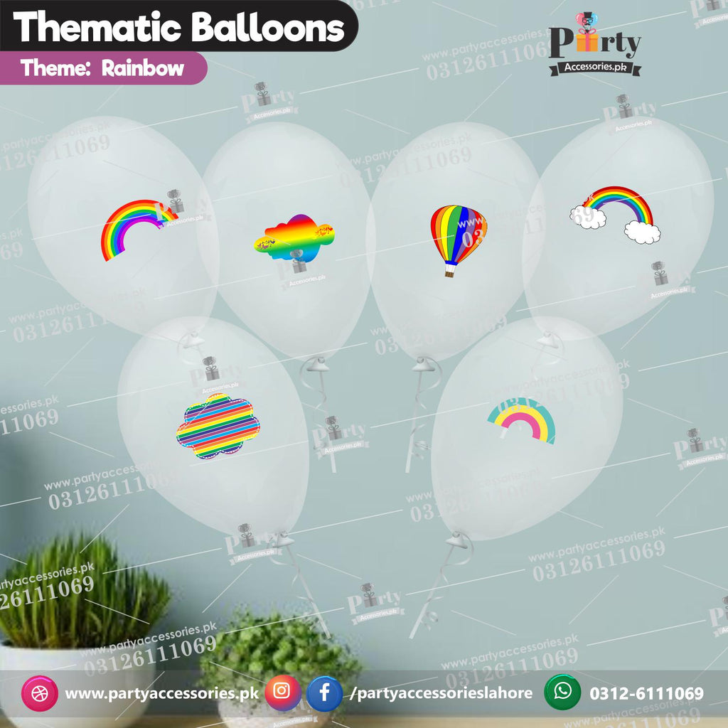 Rainbow transparent balloons with stickers 