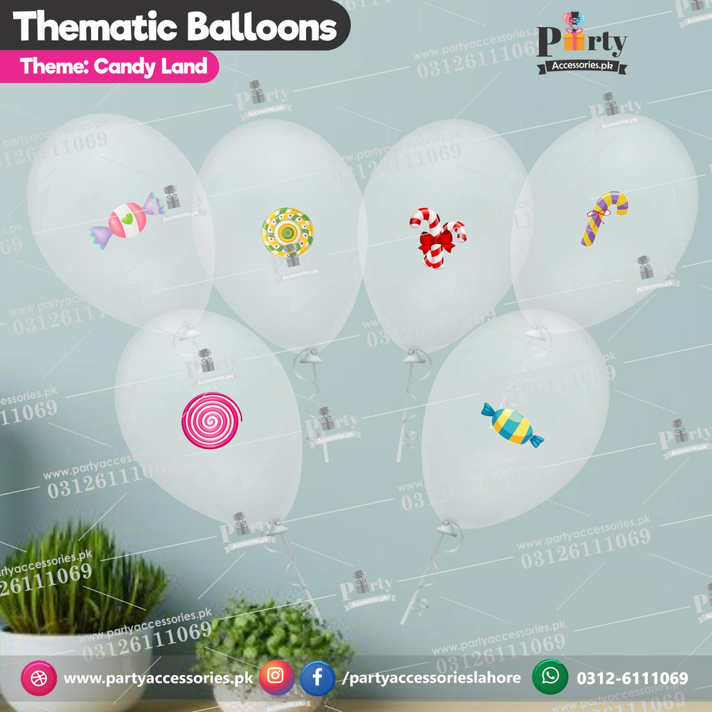 Candyland theme transparent balloons with stickers