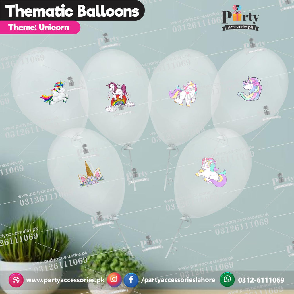 Unicorn theme birthday transparent balloons with stickers 
