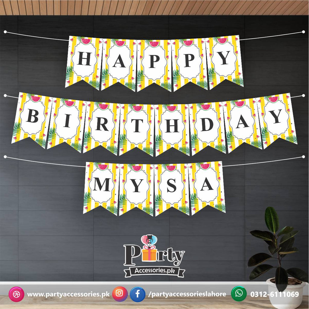 Bunting banner in One in a melon theme pattern