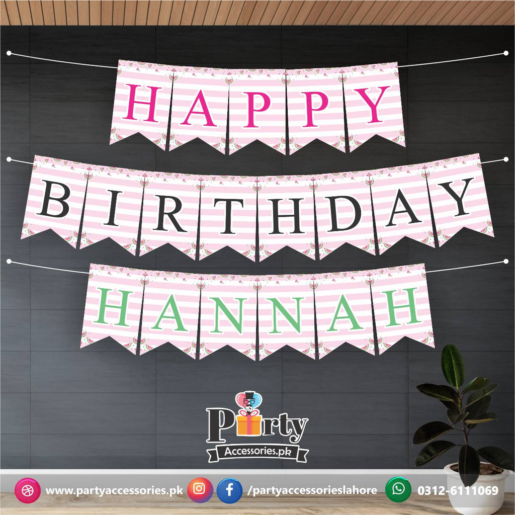 Bunting banner in One in a melon theme birthday party