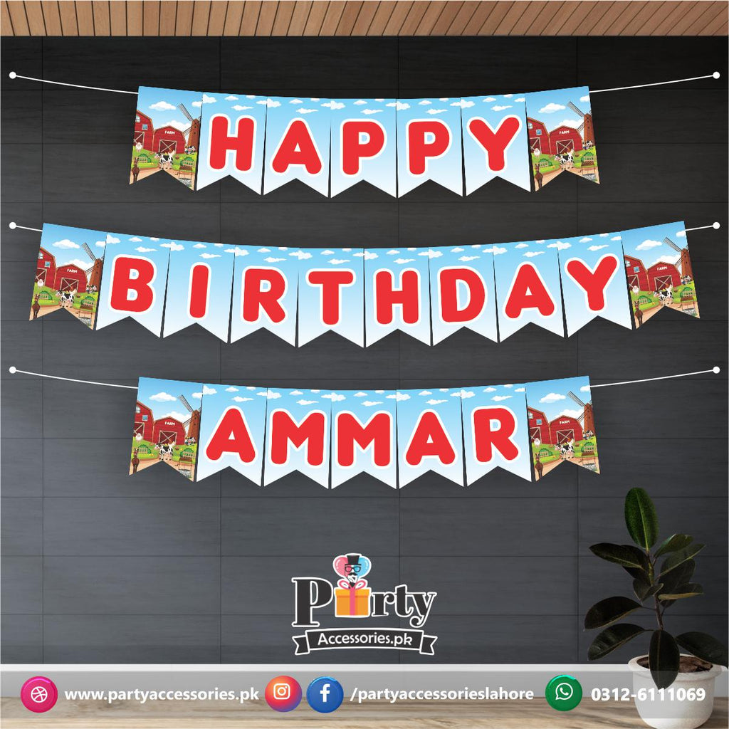 Customized Farm Animals theme Birthday wall banner