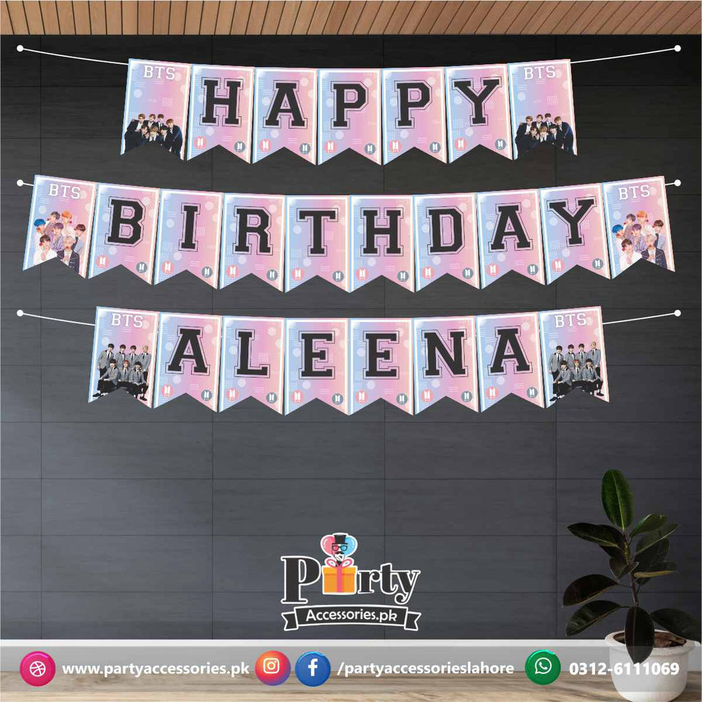 Bts theme birthday bunting banner backdrop