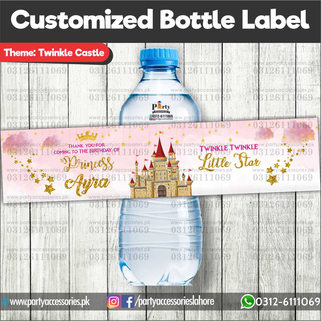 Disney Princess theme Customized Bottle Label wraps for table decoration