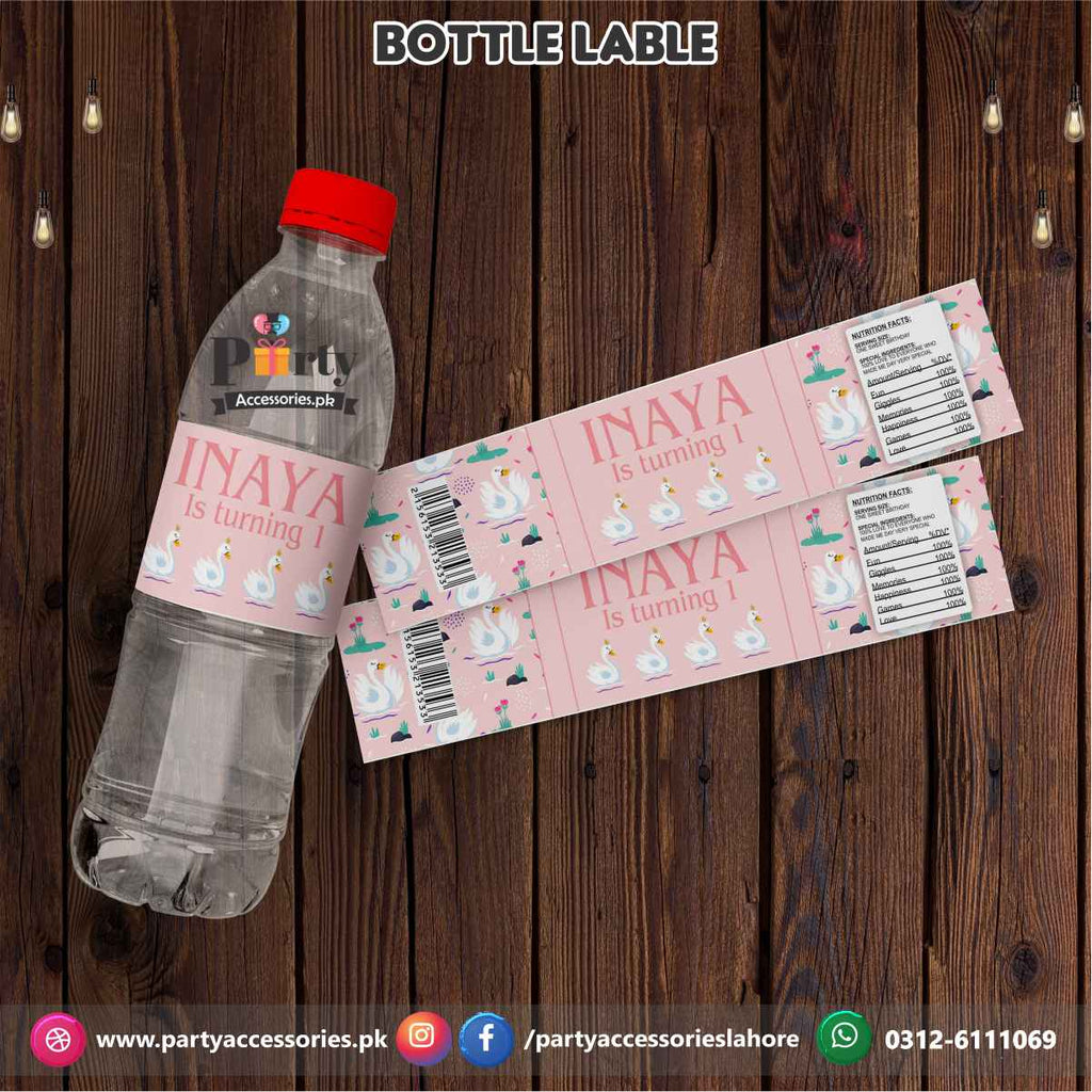 Customized Swan theme party bottle label wraps 