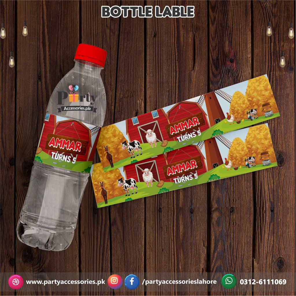 Farm Animals theme Customized Bottle Labels for table decoration