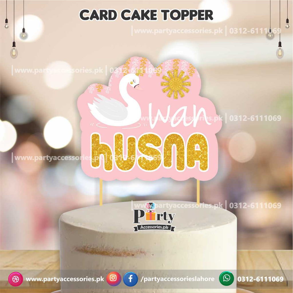 Swan theme card cake topper