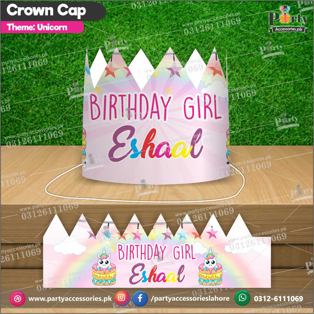 Crown Cap in Unicorn theme customized for the birthday girl