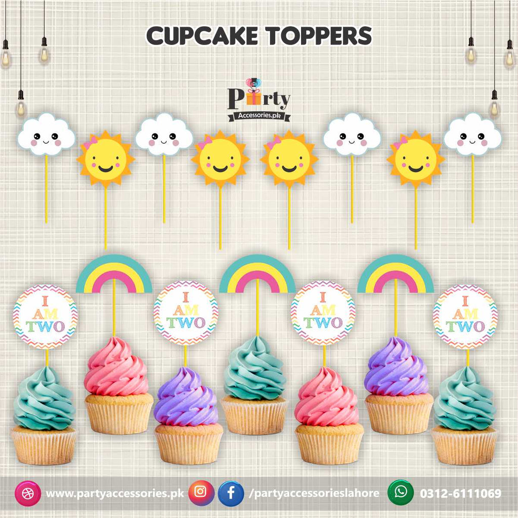 rainbow theme cupcake toppers