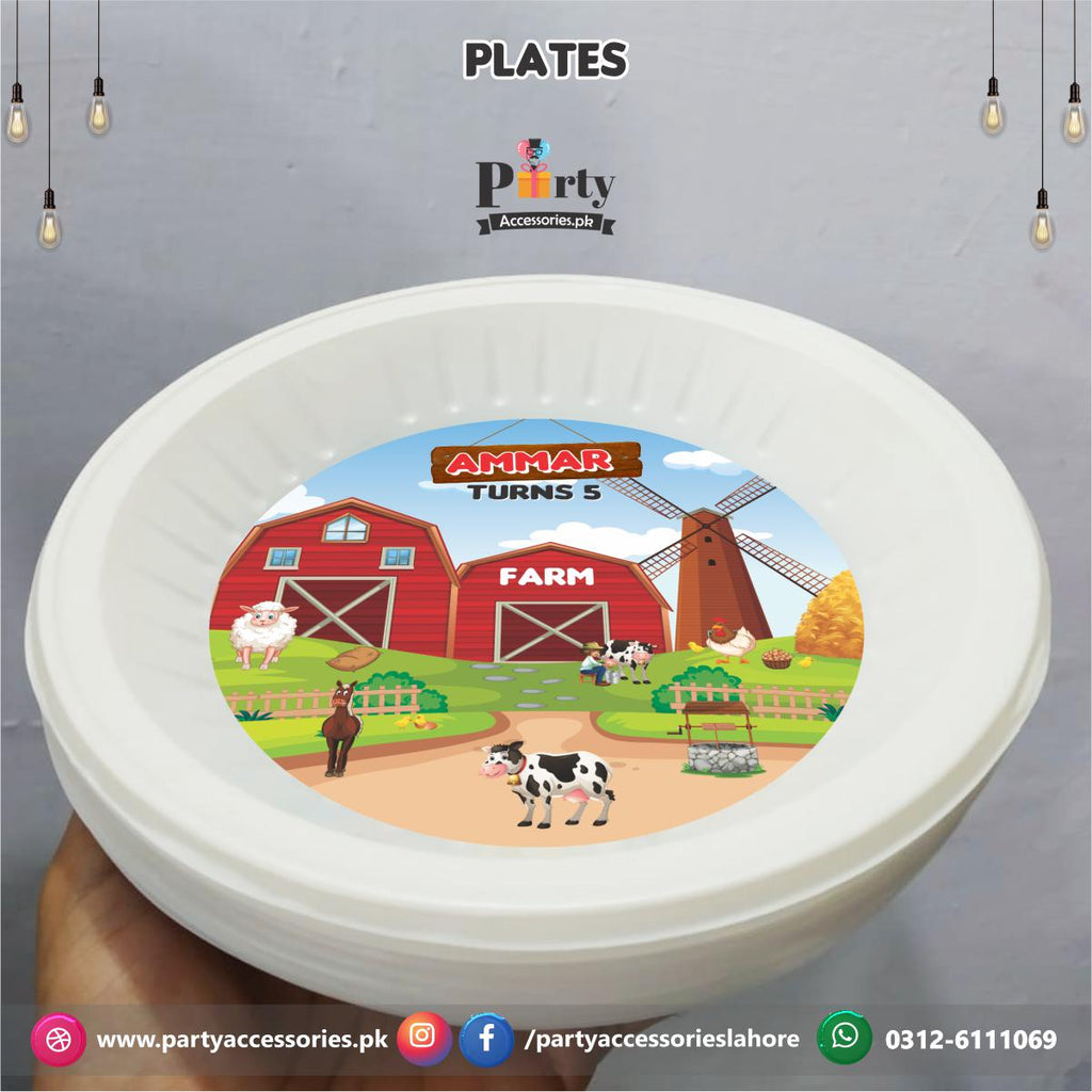 Customized disposable Paper Plates Farm animals theme party