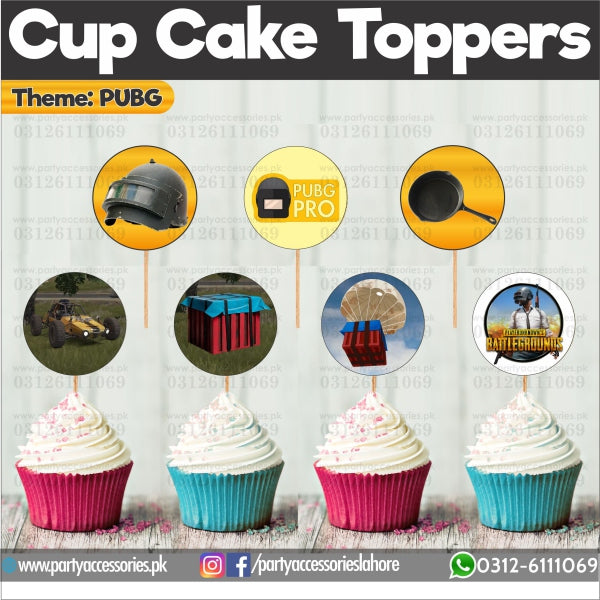 PUBG theme birthday cupcake toppers set Round