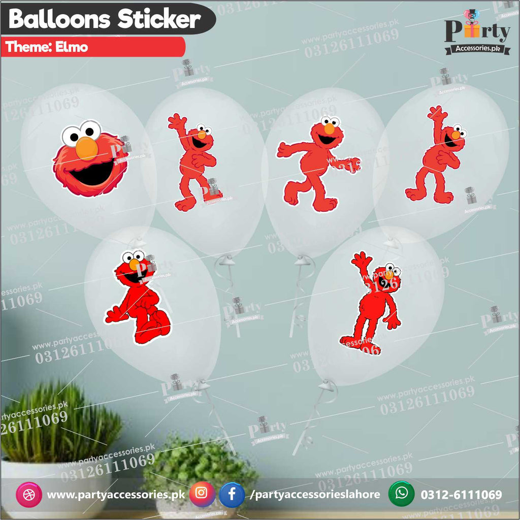 Elmo theme transparent balloons with stickersElmo theme transparent balloons with stickers 