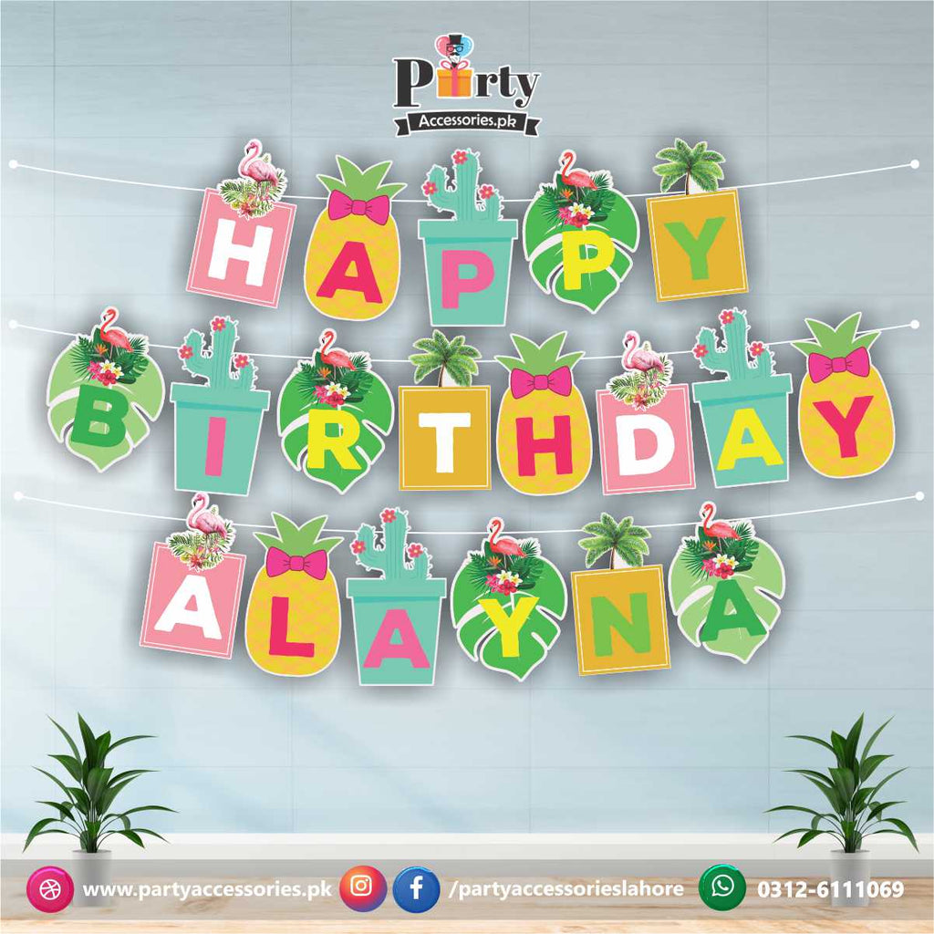 Customized Bunting banner in Flamingo theme Birthday