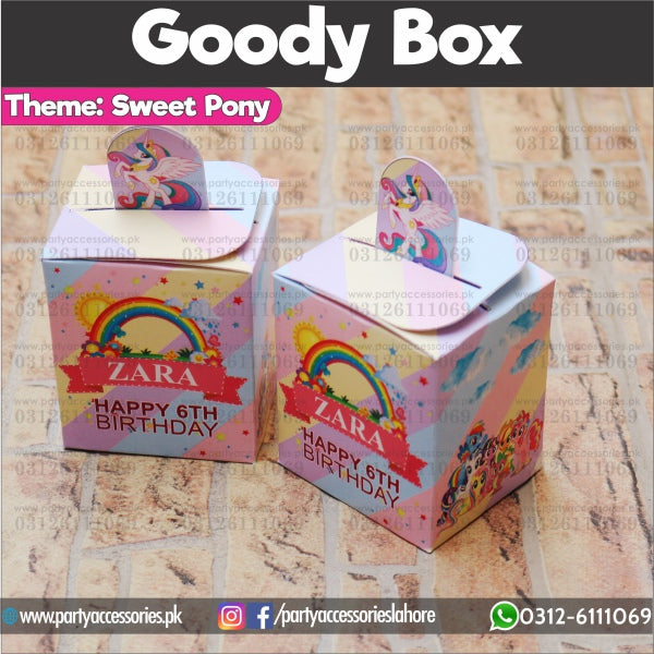 Customized Little Pony theme  Favor / Goody Boxes pop out