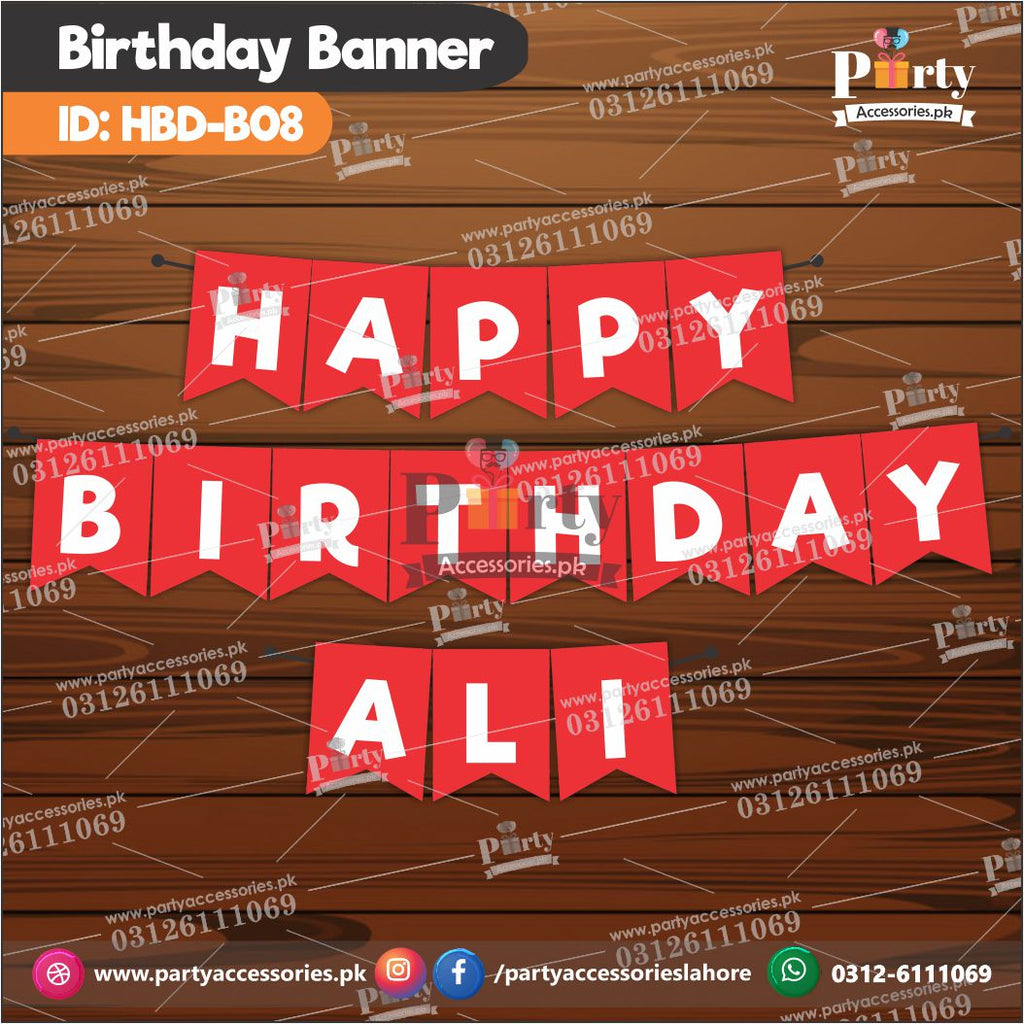 Happy birthday bunting banner Red HBD-08