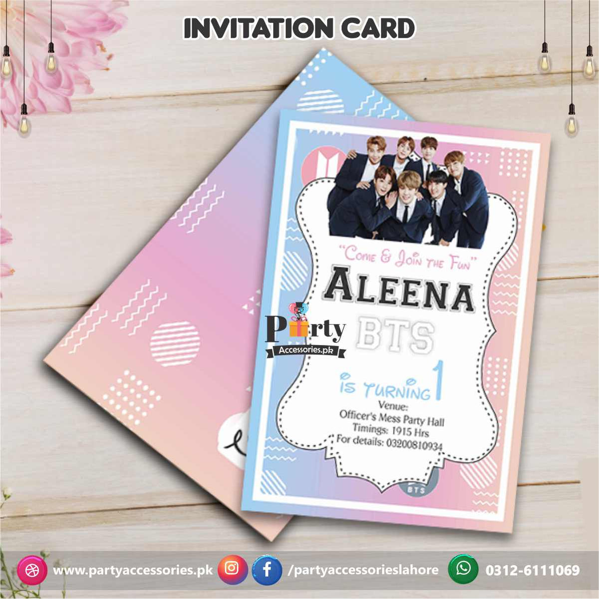 BTS Themed Digital Birthday Party Invitation Custom 