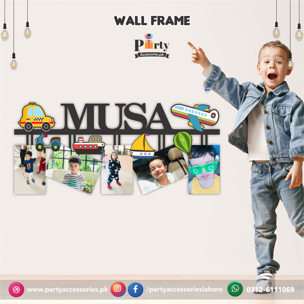 Customized Wall NAME frame in Transport Party theme Birthday Party