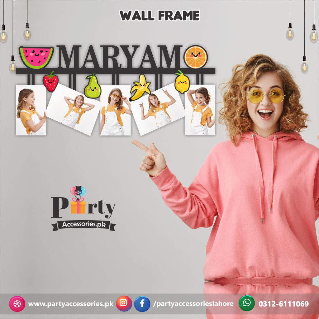 Customized Wall NAME frame in Tutti Fruiti theme Birthday Party