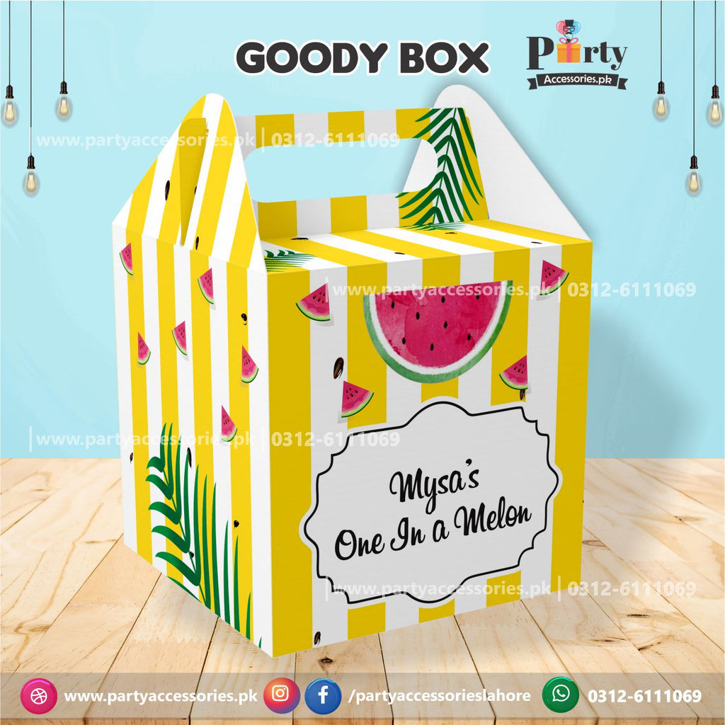 One in a melon theme birthday Party Favor / Goody Boxes