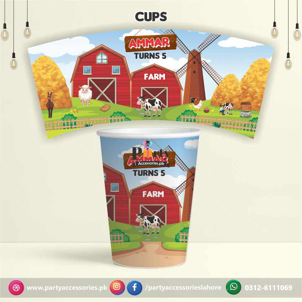 Customized disposable Paper CUPS for Farm animals theme