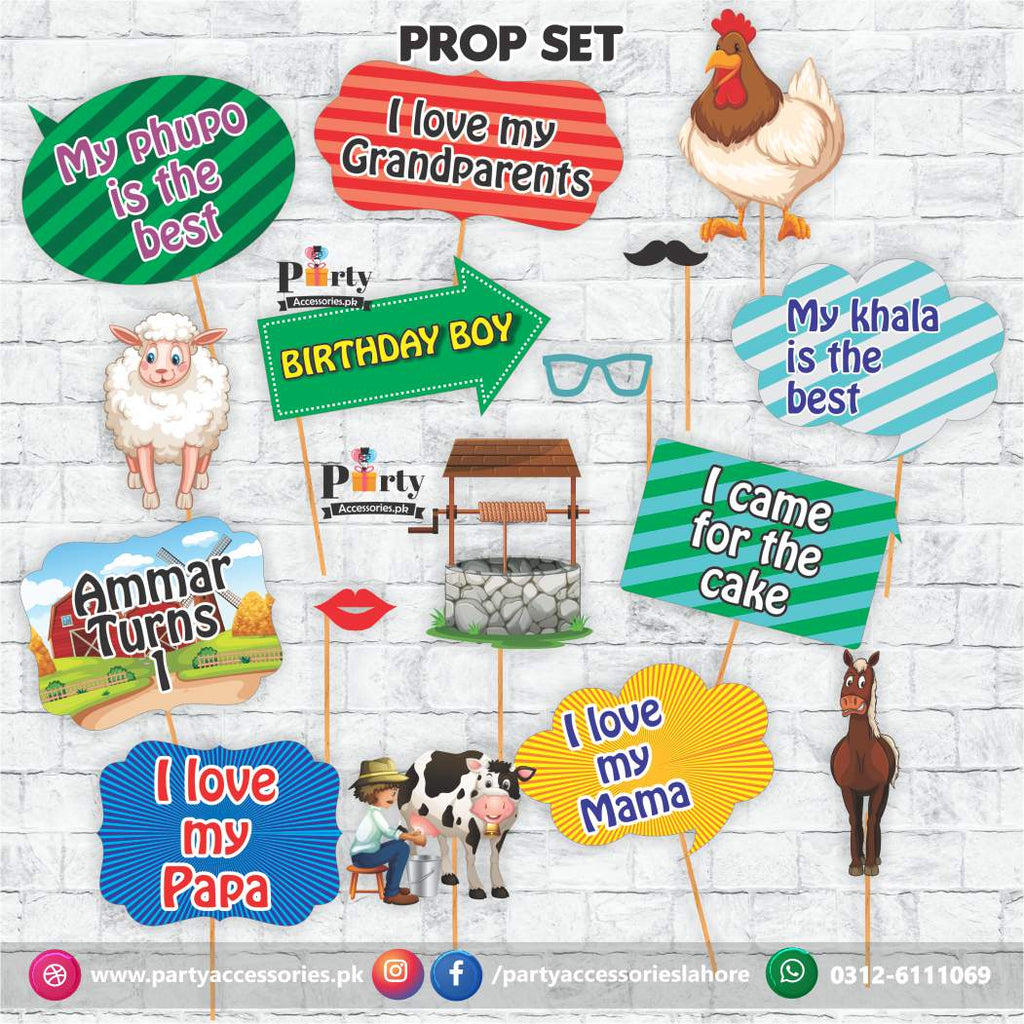 Photo props set for Farm animals Theme Birthday party