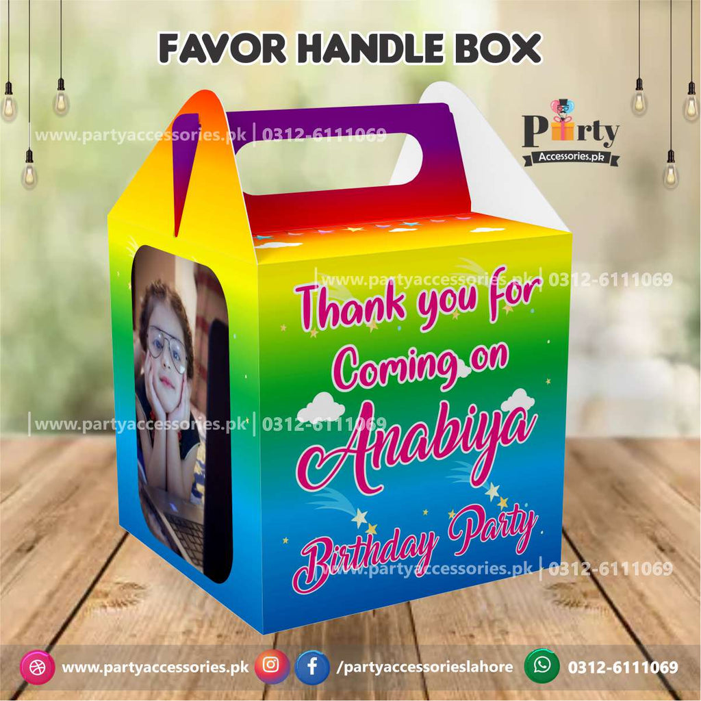 rainbow theme birthday party goody favor box
