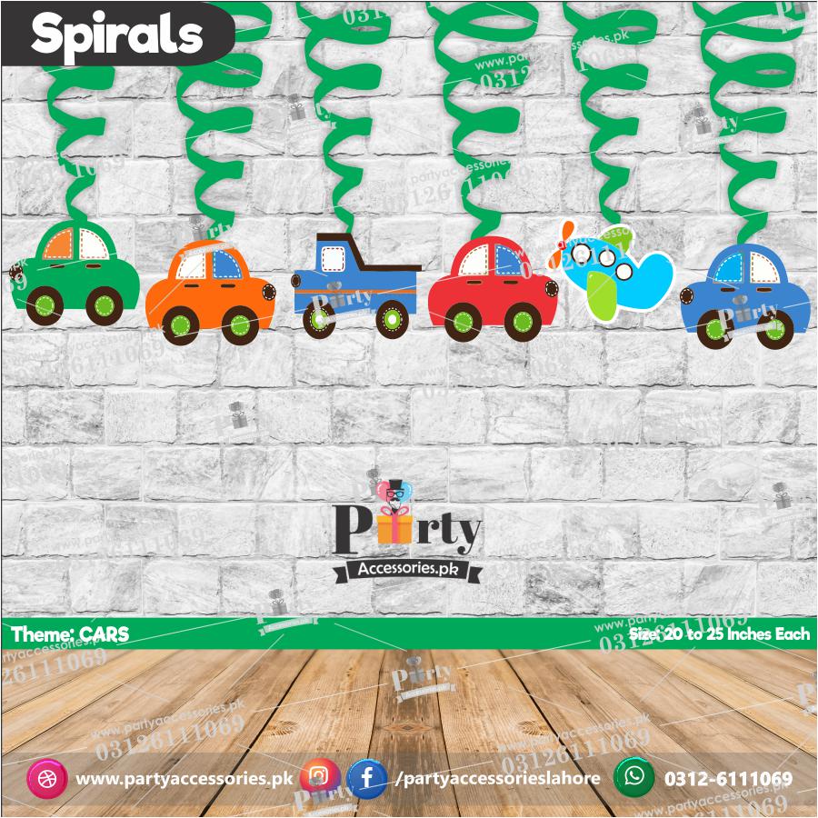 Spiral Hanging swirls in Cars theme birthday party decorations