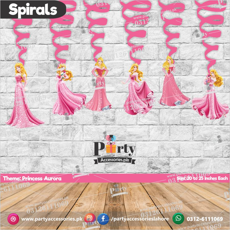 Spiral Hanging swirls in Disney Princess Aurora theme birthday party decorations 