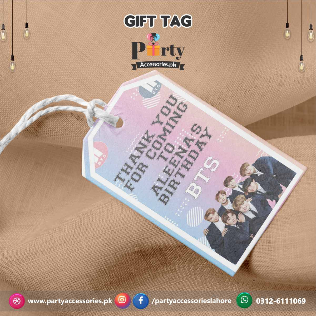 BTS thank youシールリピページ BTS themed Customize Gift / Thank you tags – PartyAccessories.pk