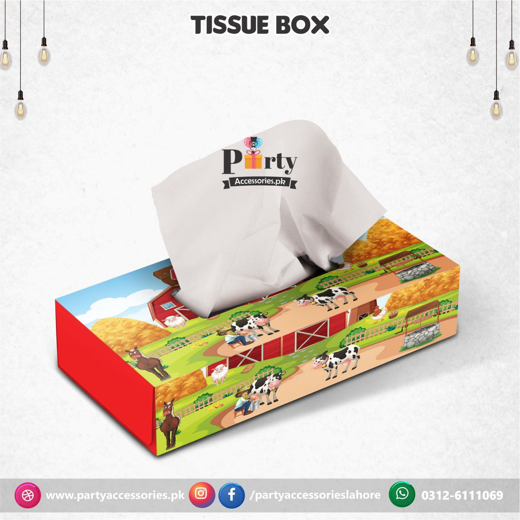 Tissue Box in Farm animals theme birthday table Décor