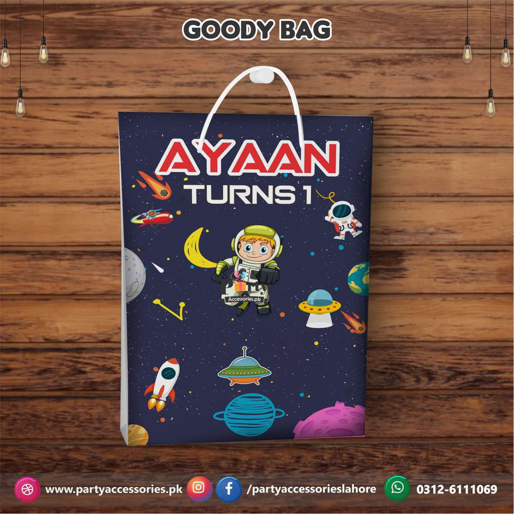 Outer Space Theme Birthday Party Customized Goody / Favor Bags (Pack of 6)