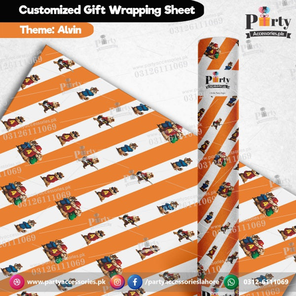 Gift wrapping sheets for Alvin and the Chipmunks theme birthday party