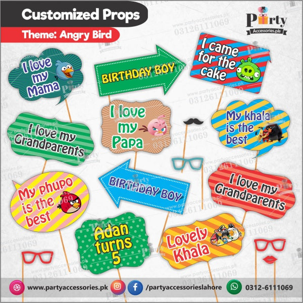 Customized props set for Angry Birds theme birthday party