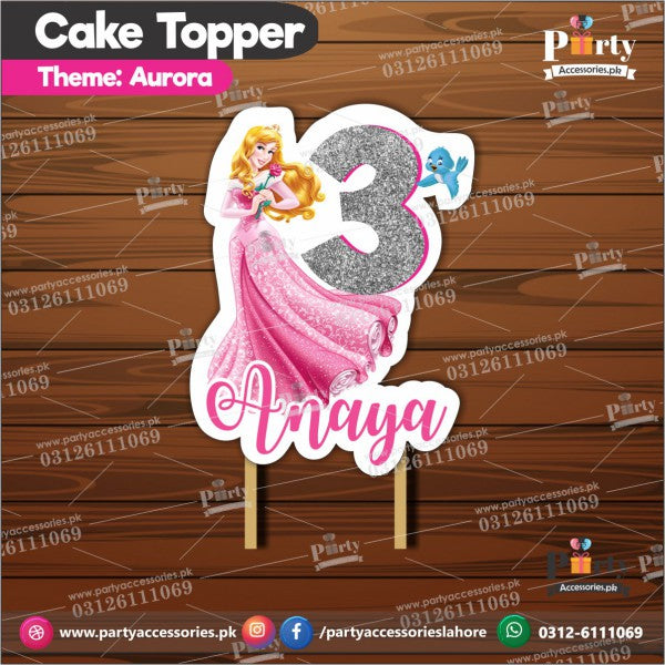 Aurora Princess birthday theme cake topper customized