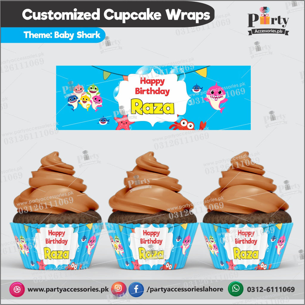Customized Baby shark Cupcake wraps