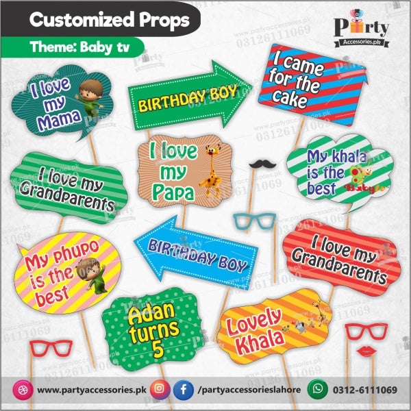 Customized props set for Baby TV theme birthday party