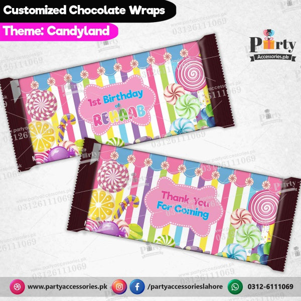 Customized Candy-land theme chocolate wraps