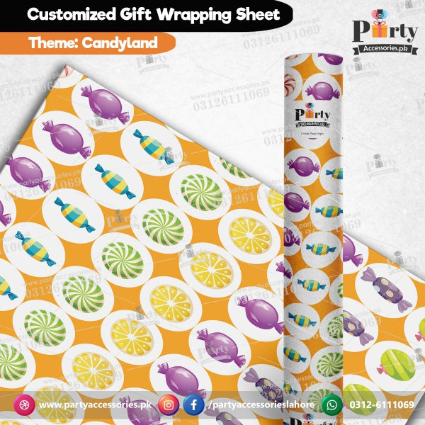 Gift wrapping sheets for Candy-land theme birthday party