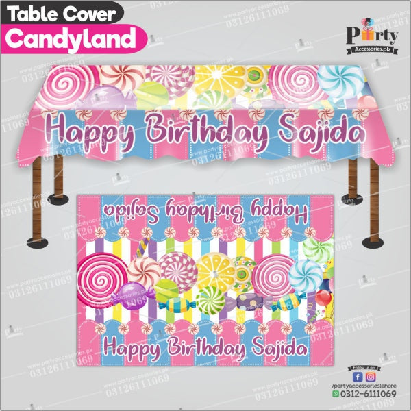 Customized Candy-Land Theme Birthday table top sheet
