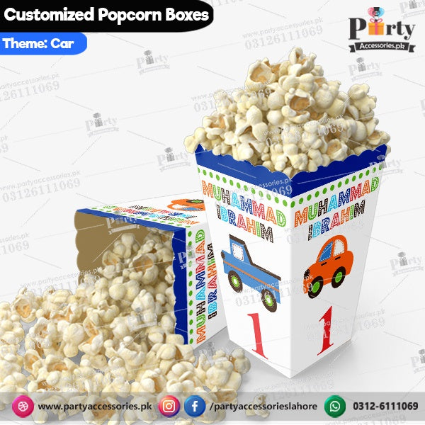 Customized Popcorn boxes for Car themed birthday party