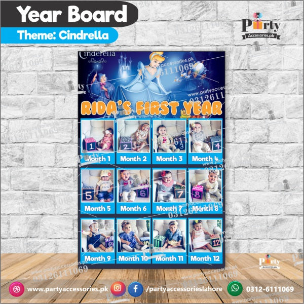 Customized Month wise year Picture board in Cinderella theme (year board)