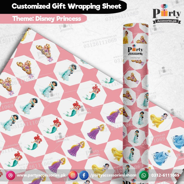 Gift wrapping sheets for Disney Princess theme birthday party