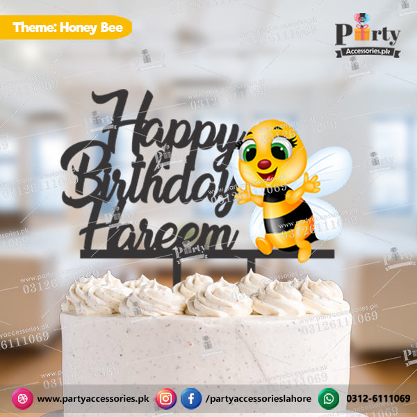 Honey Bee theme Customized wooden cake topper