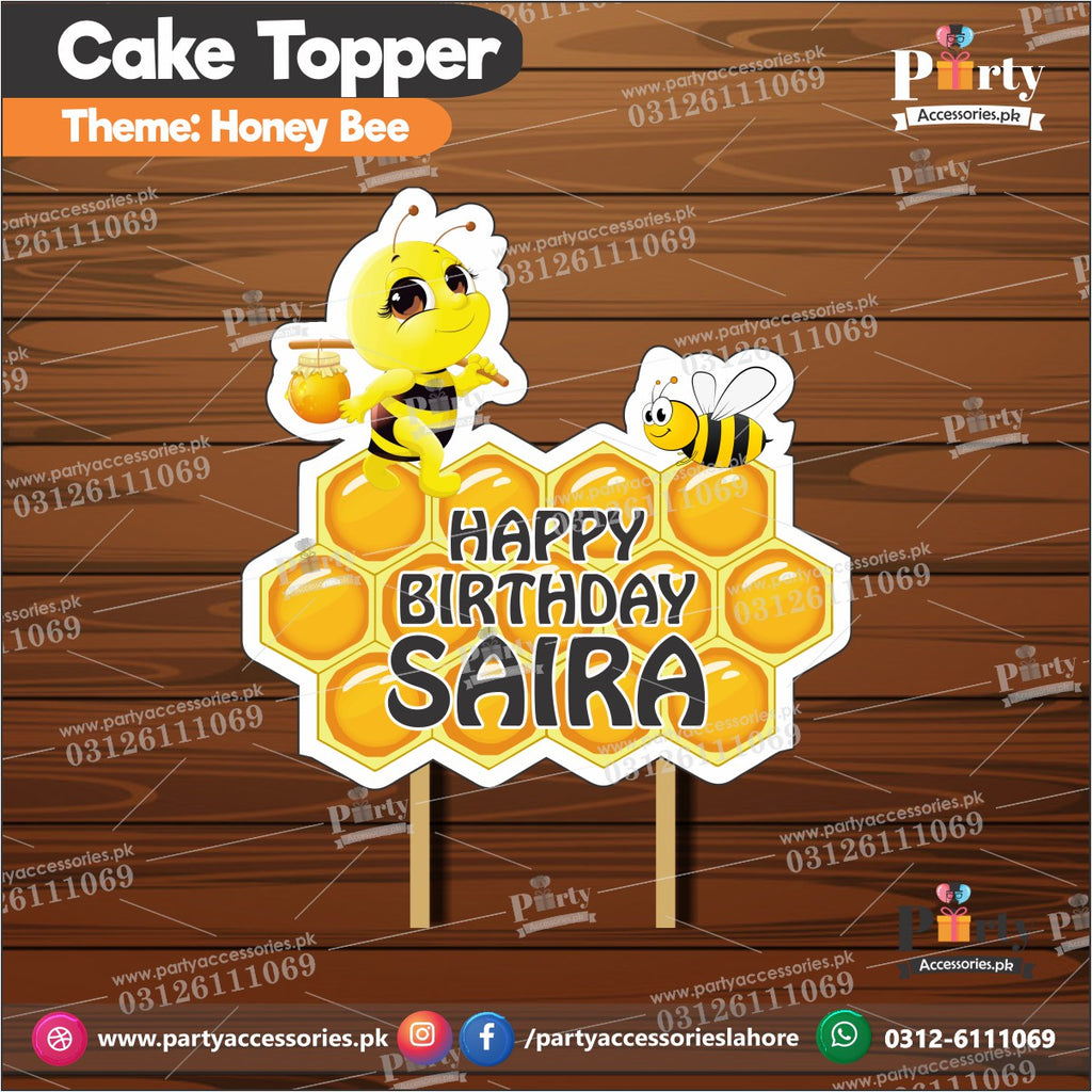Customized Honey Bee theme birthday cake topper