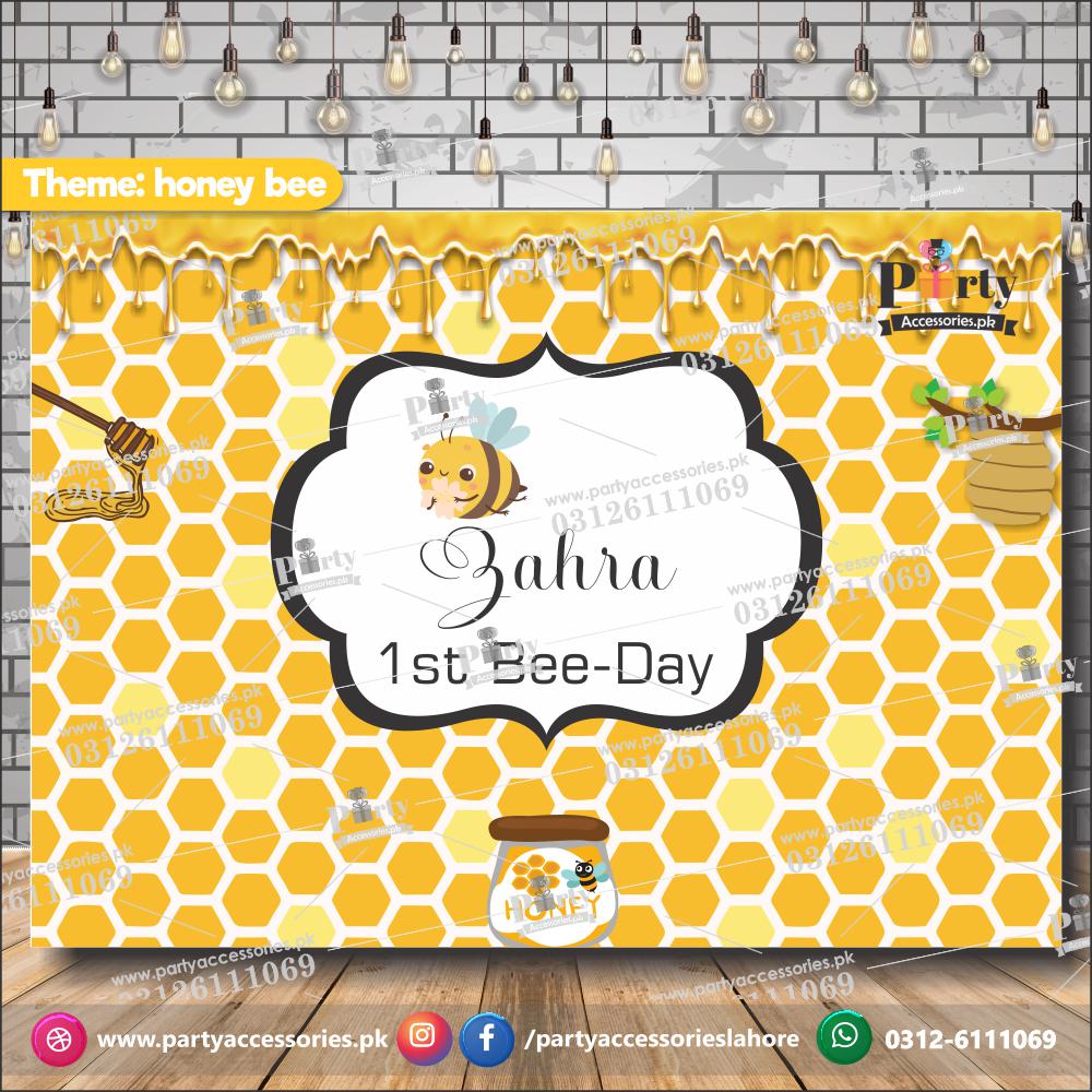 Customized Honey Bee Theme Birthday party Backdrop