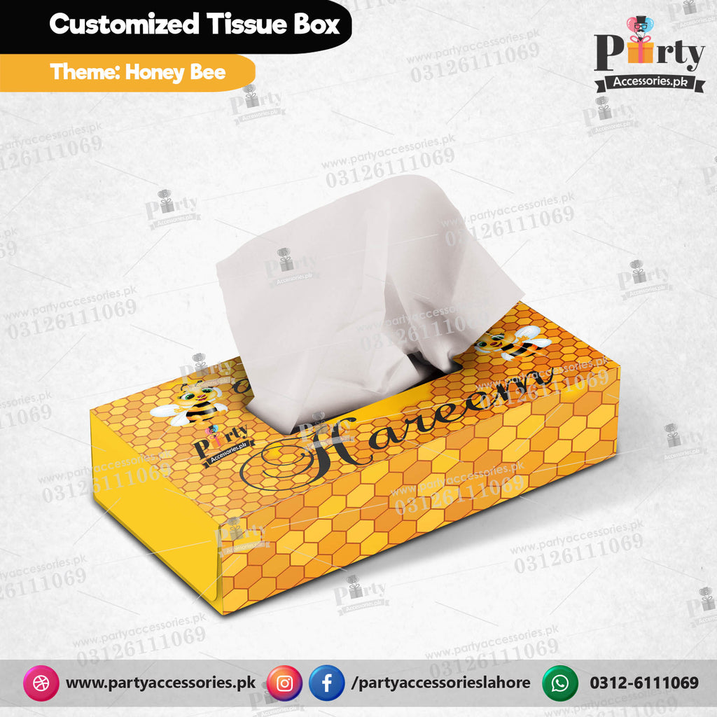 Customized Tissue Box cover in honey bee theme Party Celebration table Decor